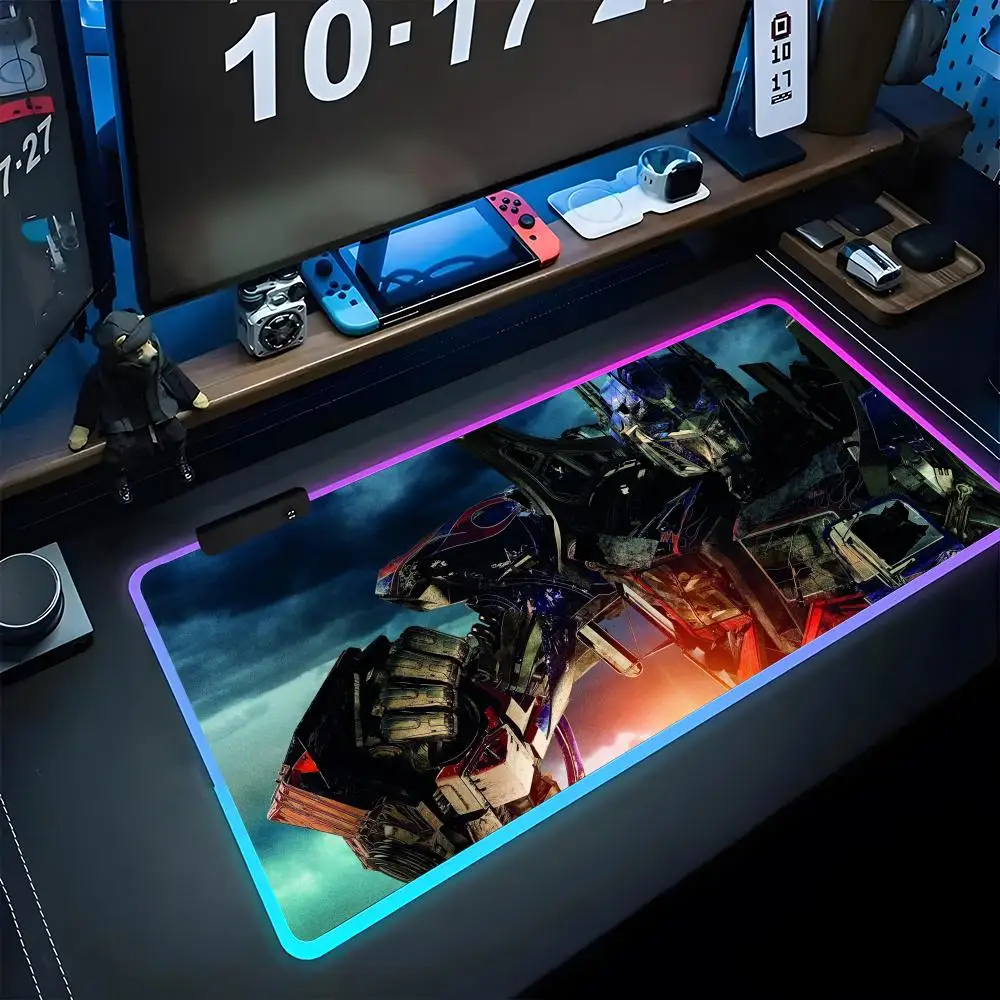 T-Transformers Mouse Pad Gamer Luminescence Led Mouse Pad Gaming Table Rgb Deskmat Keyboard Pc Mousepad