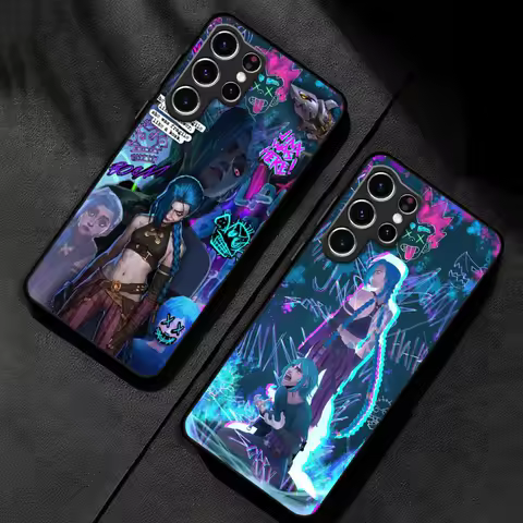 League of Legends L-LOL Jinx Phone Case For Samsung Galaxy S25 S24 S23 S22 S21 S20 Plus Ultra Note20 Soft Black