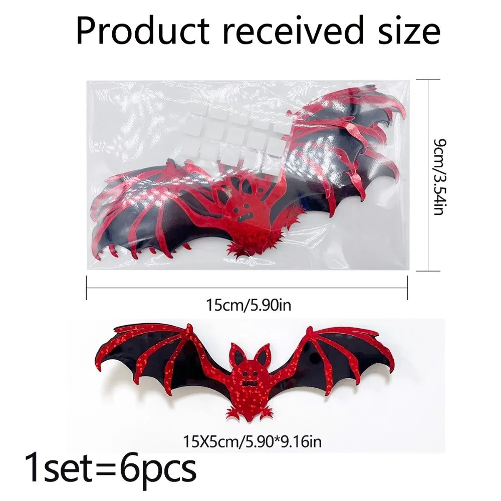 

Festival Double Layer Halloween Bat Stickers PVC DIY Hollow Out Bat Wall Stickers Black Red 3D Wallpaper Decal Haunted House