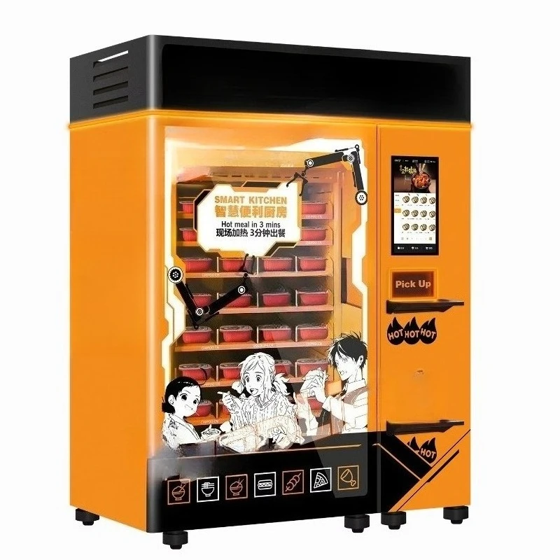 Customized Professional Smart Touch Screen Full Automated 24 Hour Self Service Pizza Bread Hot Food Vending Machine