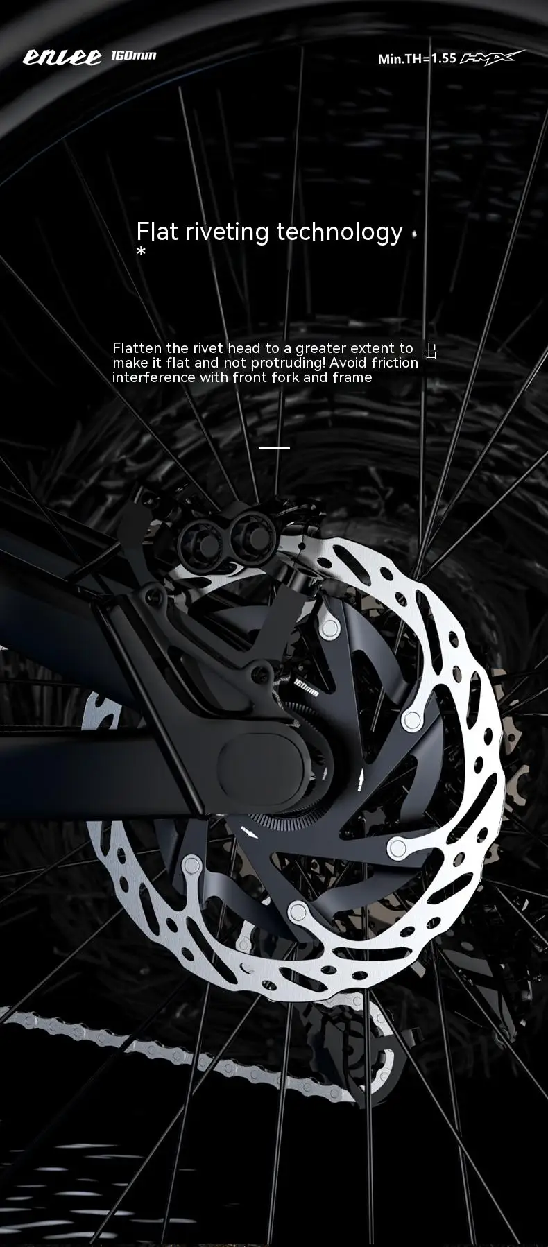 Enlee 140mm 160mm Rennrad Scheiben bremse ultraleichte RT-RX Mittels chloss Fahrrads ch eiben rotor starke Wärme ableitung schwimmender Rotor – Detail 3