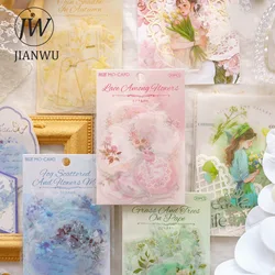 JIANWU 30 Sheets Gentle Flower Series Vintage Flower Material Decor Sticker Creative DIY Journal Collage Stationery