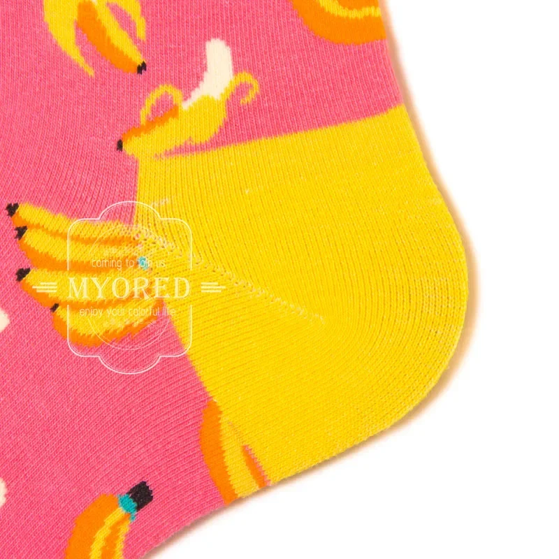 MYORED-Chaussettes en coton peigné pour hommes, chaussettes amusantes, lèvres colorées, cerise, salariés, citron, Pitaya, banane, formage, 1 paire