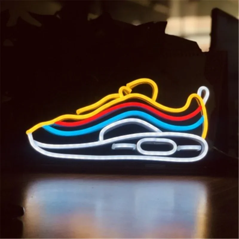 Imagem -03 - Usb Charging Track Shoes Neon Sign Luzes Noturnas Led Bar Wall Hanging Shoe Neon Light Decoração do Quarto Decoração de Casa Quente