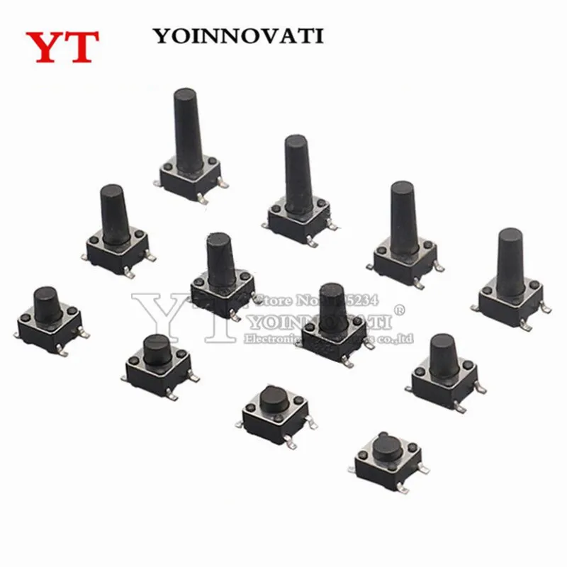 50PCS/Lot 4.5*4.5 mm 4.5X4.5 Tact Switch Push Button Switch SMD Micro Switch 4.5x4.5x3.8/4.3/5/6/7 MM Best Quality