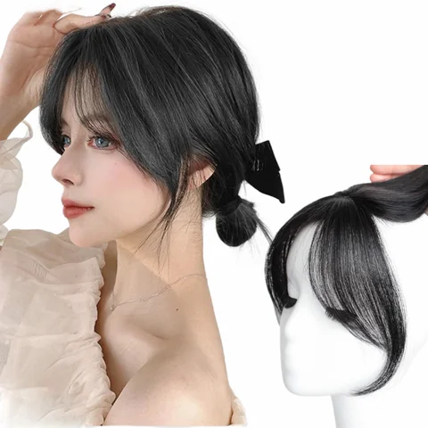 아네모네 천연 인모 앞머리 여성용 사이드 프린지 3D 중간 클립인 헤어 익스텐션, 자연스러운 헤어 피스