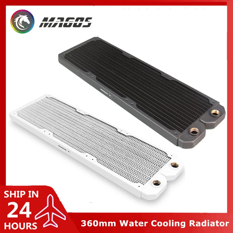 Chłodnica wodna 360 20mm Ultra-Slim Red Copper 14 FPI Support 120mm Fan Cooler Computer Liquild Cooler Row Black/White