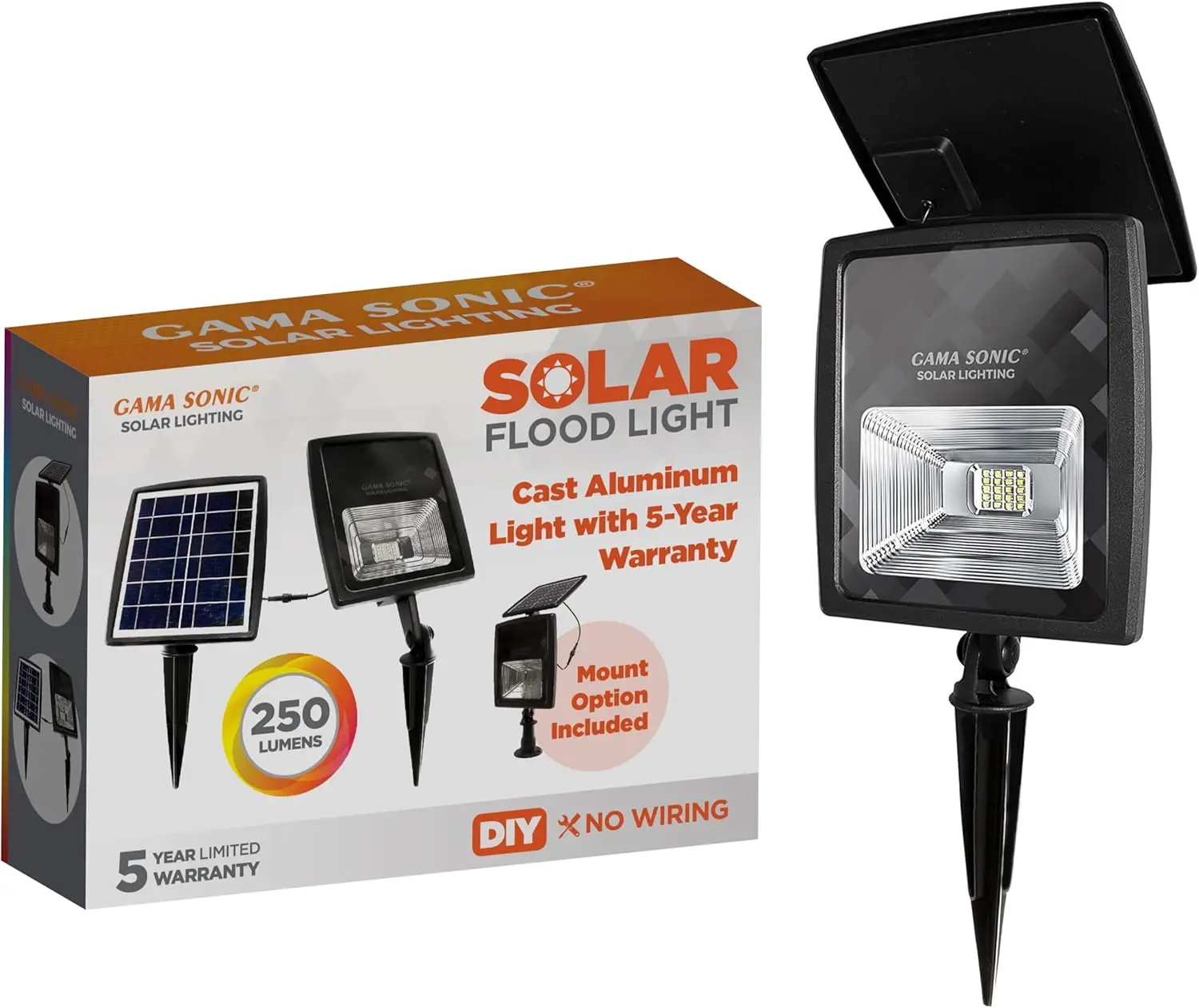 ضوء فيضانات يعمل بالطاقة الشمسية مزدوج اللون، ألومنيوم مصبوب أسود خارجي، أداة أو مسطحة للأشجار، المنزل، المناظر الطبيعية، الجدران - ساخن #2