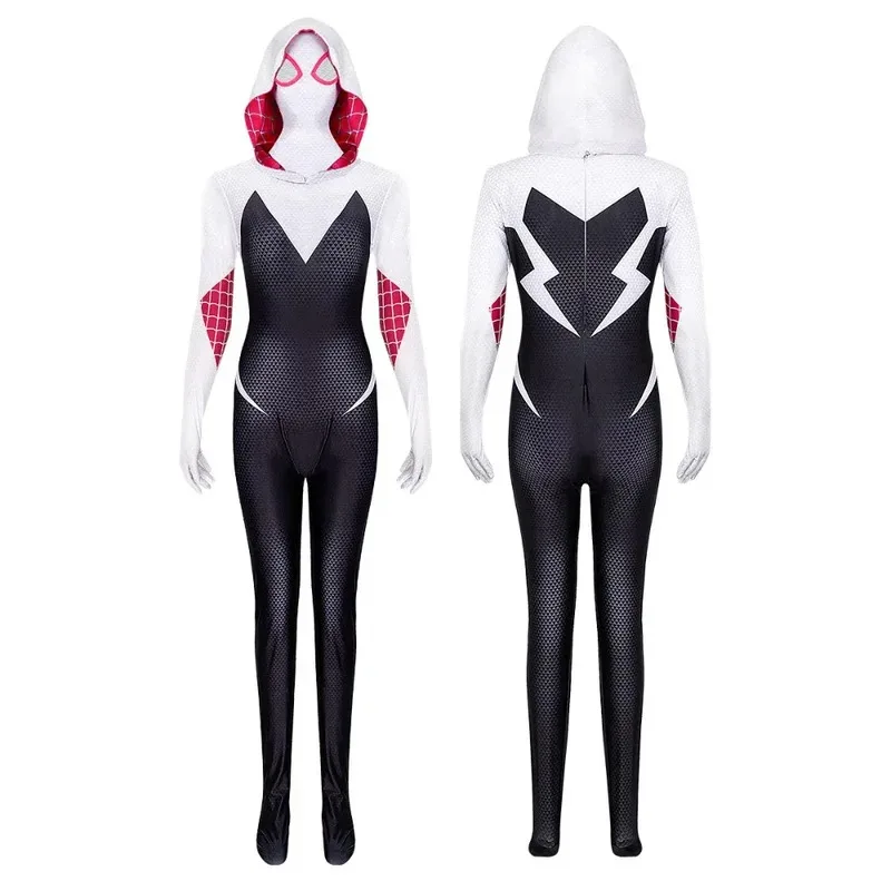 

Adults Kids Gwen Stacy Cosplay Costume Superhero Zentai Jumpsuit Female Girls Woman Full Bodysuit