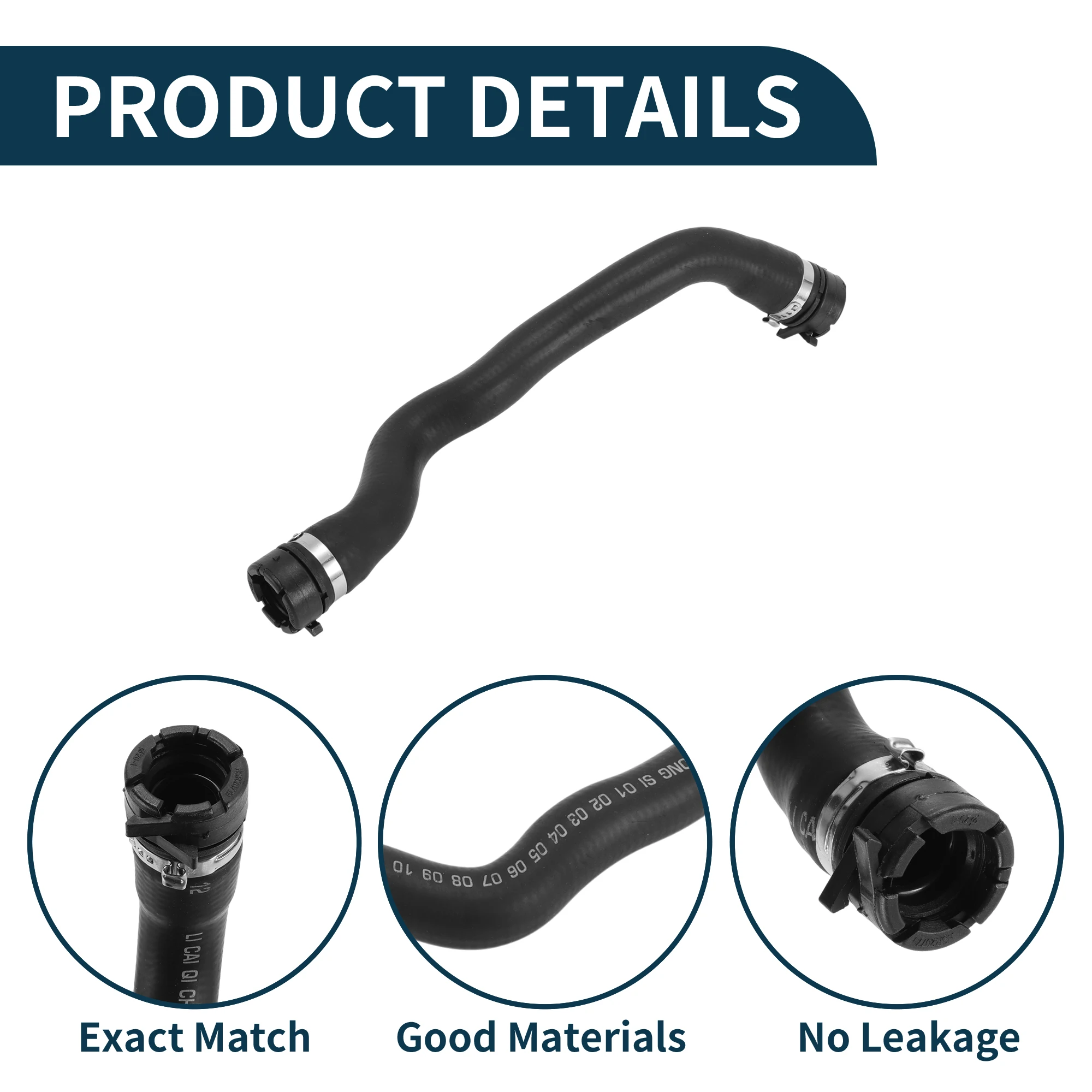 UXCELL Manguera de radiador Manguera de calentador Manguera de salida de radiador para Peugeot 308 2008 No.6466XV Tubo de agua de calefacción de goma Negro 1 Uds