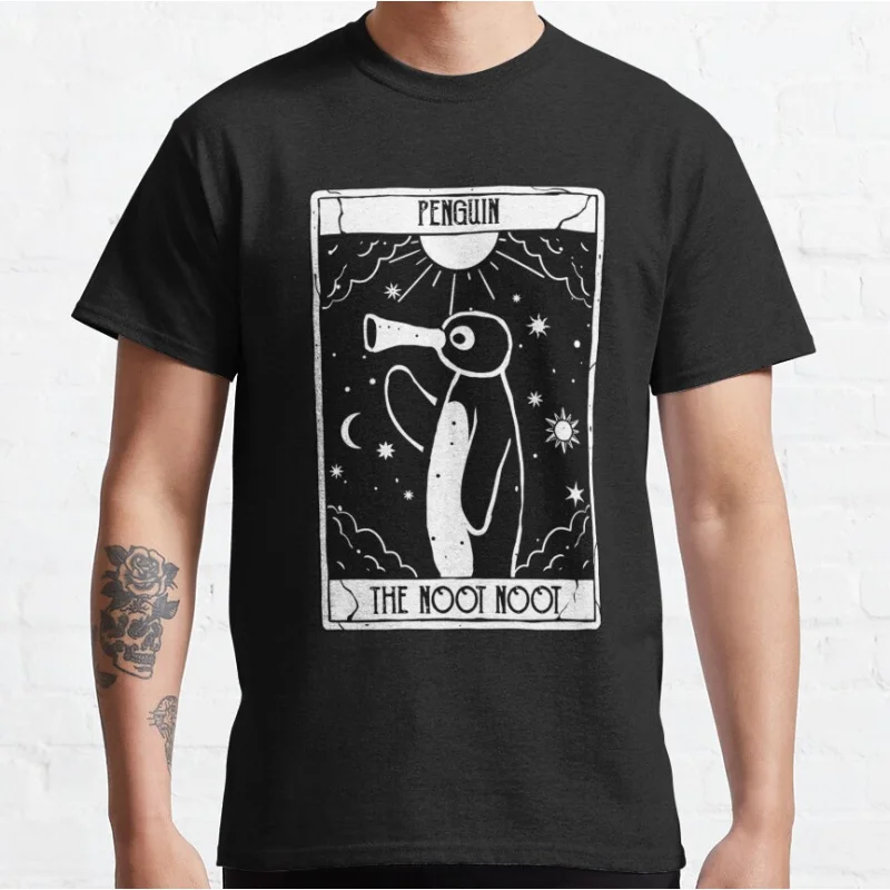 

Noot Noot Funny tarot card Penguin Pingu Funny Animals meme gift T shirt for men Large size Tops100% cotton printed Clothes