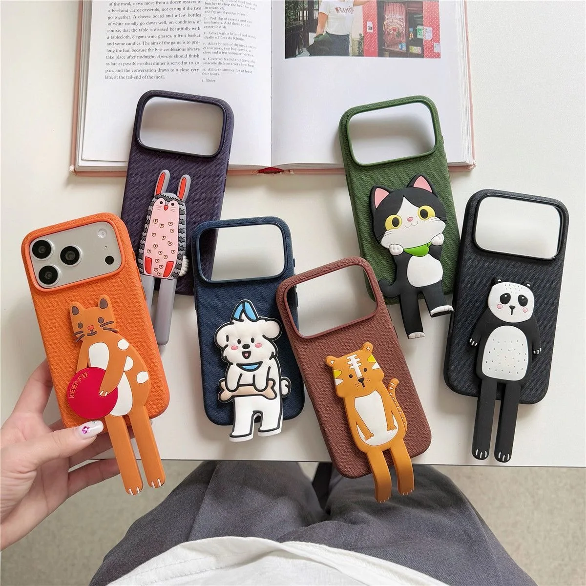 Korean Cute Cat Stand Phone Holder Cartoon Grip Tok Griptok Bracket For iPhone 17 Samsung Universal Support Phone Accessories