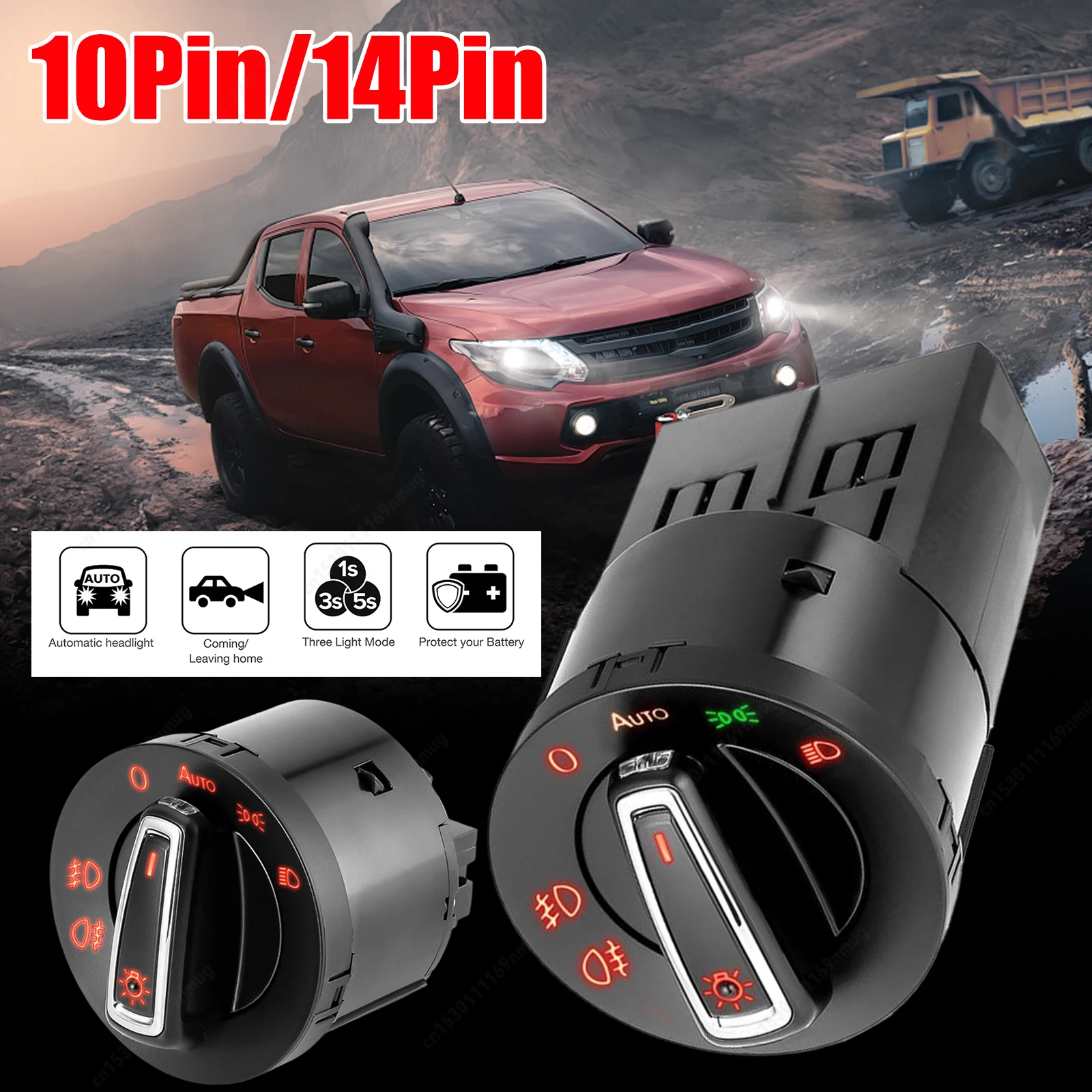 

12V Car Head Lamp Control Switch Sensor Module Practical Head Lamp Switch Auto Accessories for 2004-2013 MK5 MK6