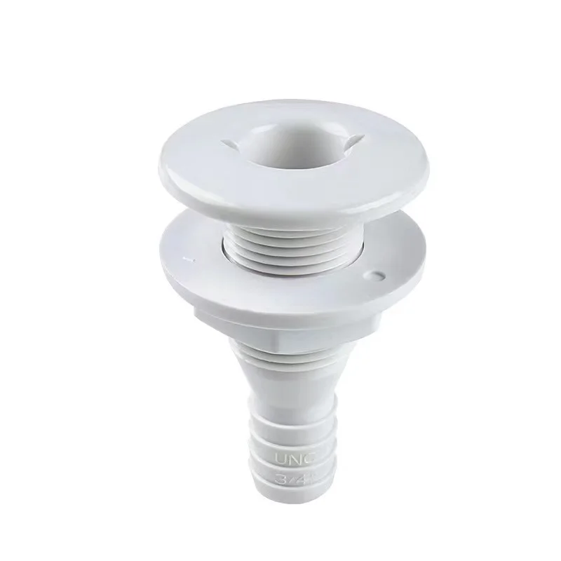 Marine Boat ABS Plastic Thru Hull Fitting Connector For 5/8, 3/4, 1 Inch Hose Boat Drain Bilge Pump Plumbing Fittings