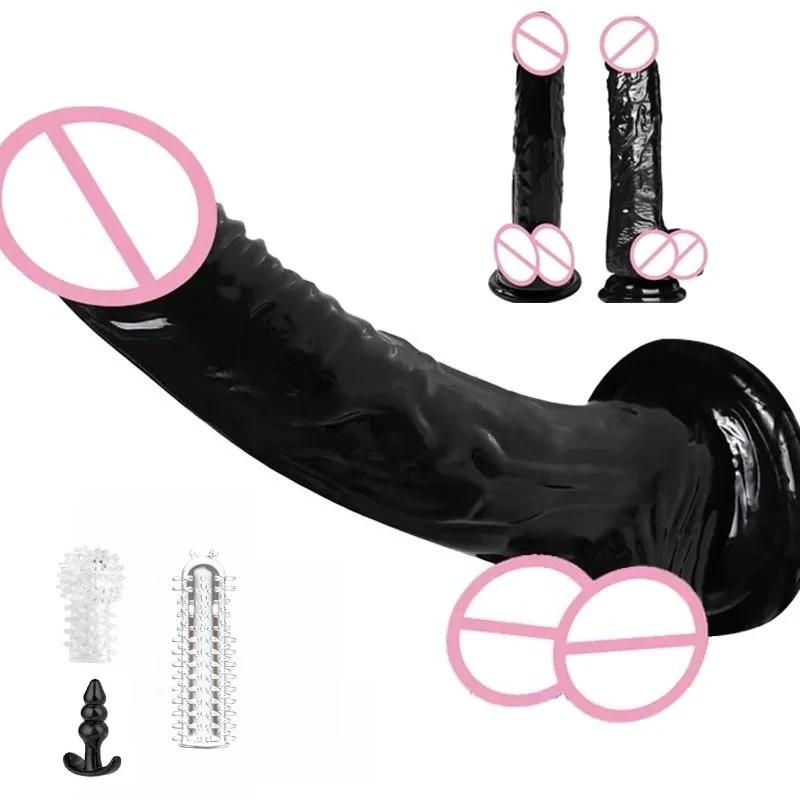 Soft Jelly Dildo Testis Realistic Anal Dildo Penis Suction Cup Male Dick Female Masturbation Fidget Toys Sex Toys for Woman/Gay