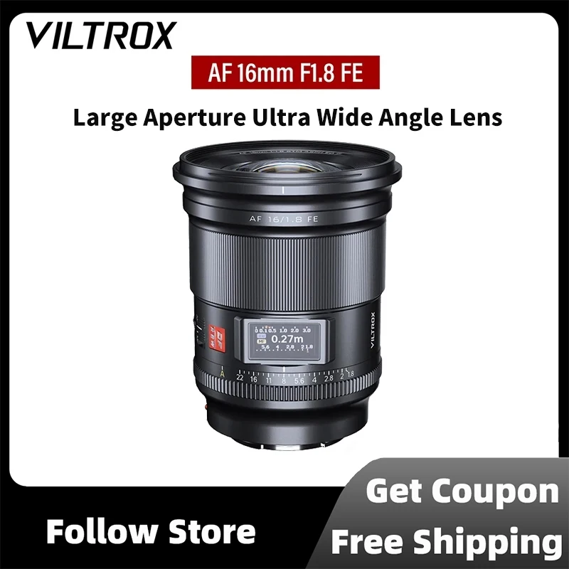 

VILTROX 16mm F1.8 Full Frame Large Aperture Ultra Wide Angle Auto Focus Sony E Camera Lens With Screen For Sony ZV-E1 A7RV