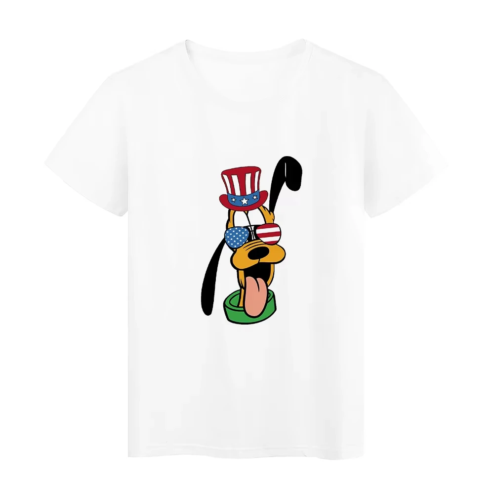 تي شيرت بنمط كاليفورنيا - قميص علوي بأكمام قصيرة ورقبة دائرية مطبوع عليه رسوم كرتونية نابضة بالحياة مثالي لتي شيرت ديزني للصيف والربيع