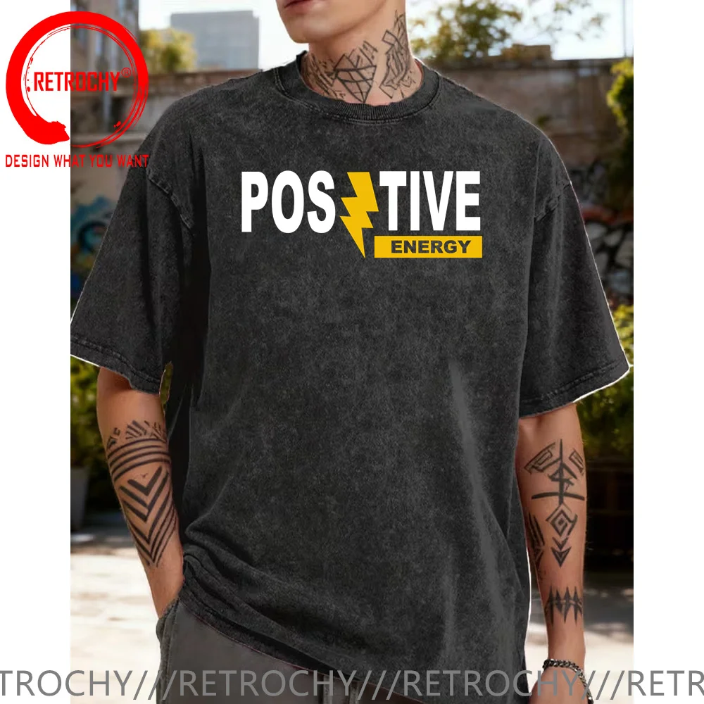 

Vintage Washed Cotton T Shirt Men Positive Graphic T-Shirt Loose Short Sleeve Stylish Geometric Printing Casual Tops Tee Shirt