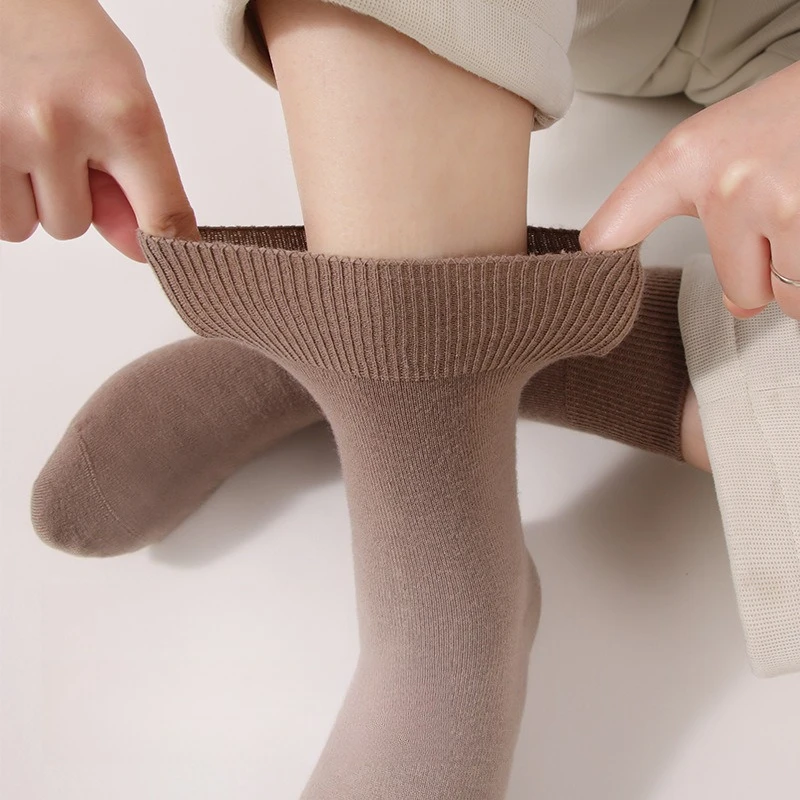 메리노 울 양말 남성용 겨울 두꺼운 발열 양말 방한 캐시미어 스노우 부츠 레트로 브라운 따뜻한 타월 비즈니스 양말