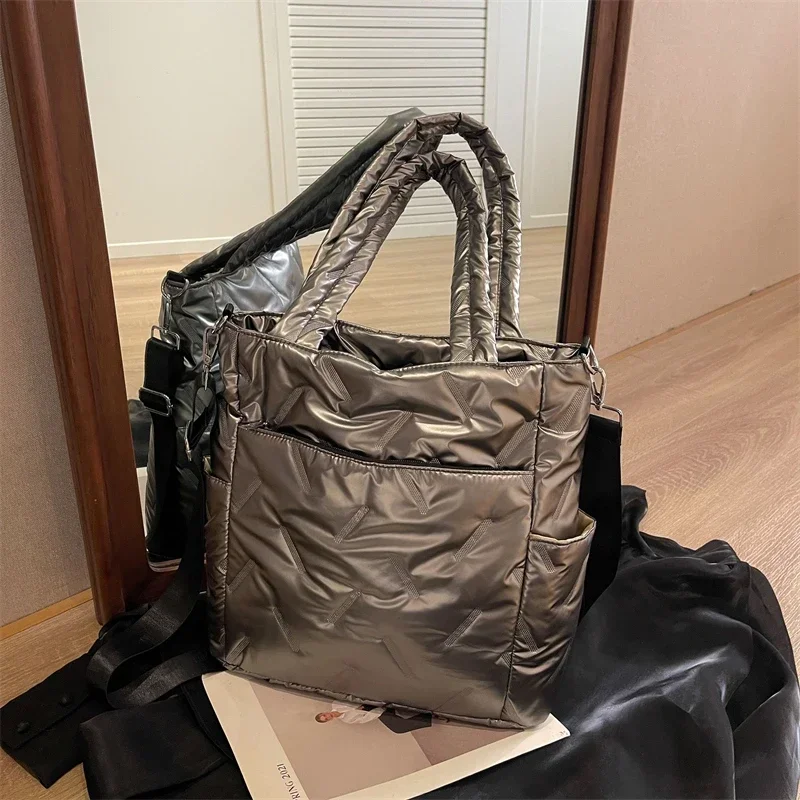 Large Capacity Women\'s Crossbody Bags Hot Sale Zipper High Quality 2024 Glossy Ladies Shoulder Bags Bolsas Para Mujeres