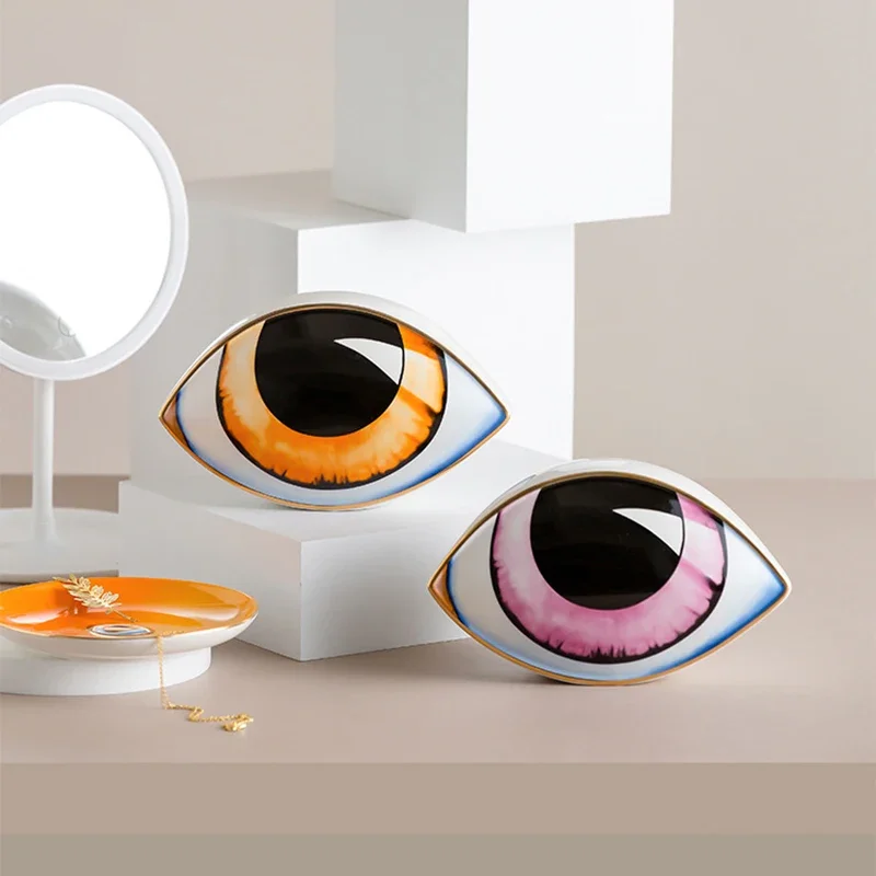 Nordic Stil Keramik Teufel Auge Wohnkultur Auge Abstrakte Ornament Skulptur Statuen Studie Zimmer Abstrakte Dekoration Geschenk Geben – Detail 6