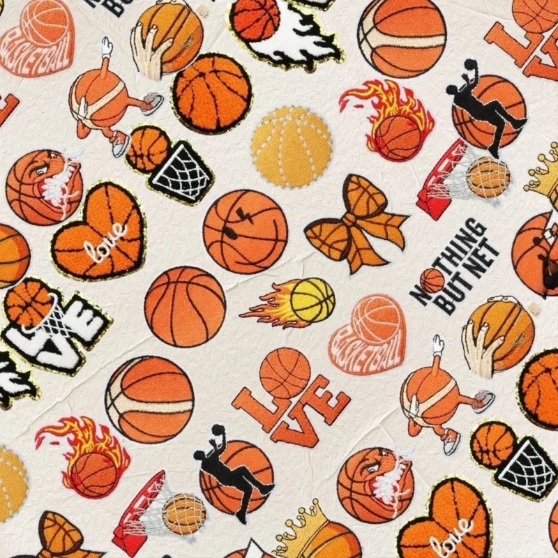 

Basketball Embroidery Cloth Sticker Children's Clothes Decorative Patch Sports Ball Computer Embroidery Label