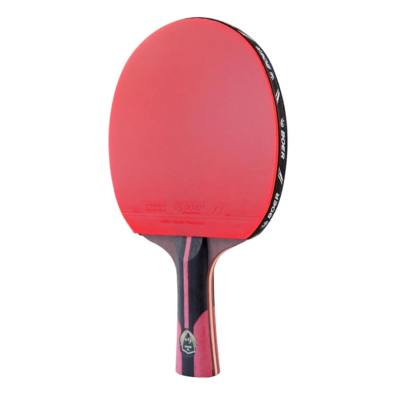 BOER 1 Piece Carbon Black Blade Table Tennis Racket With Rubber Table Tennis Racket Horizontal Grip Red