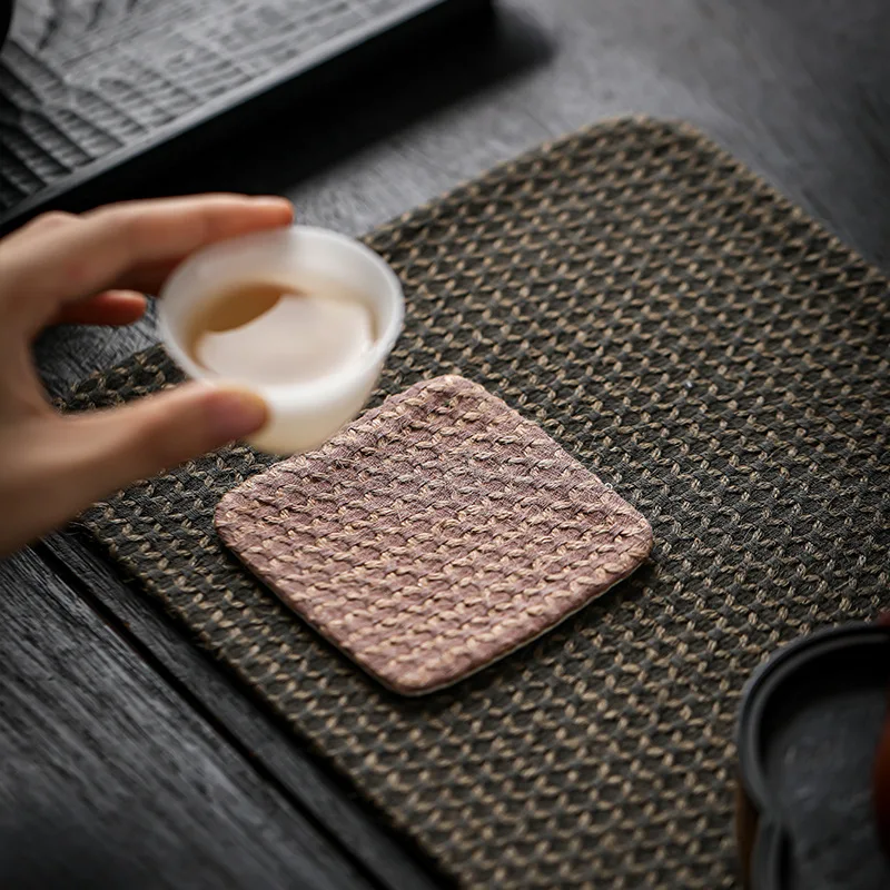 Zen Heat Insulation Anti Slip Tea Coaster Tea Cloth Mat Kung Fu Tea Accessories Household Tea Tray Desktop Decor Gift