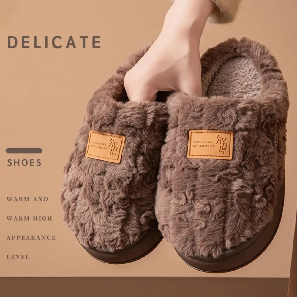 New Furry Slippers Keep Warm Non-slip Cotton Shoes Cotton House Slides Winter