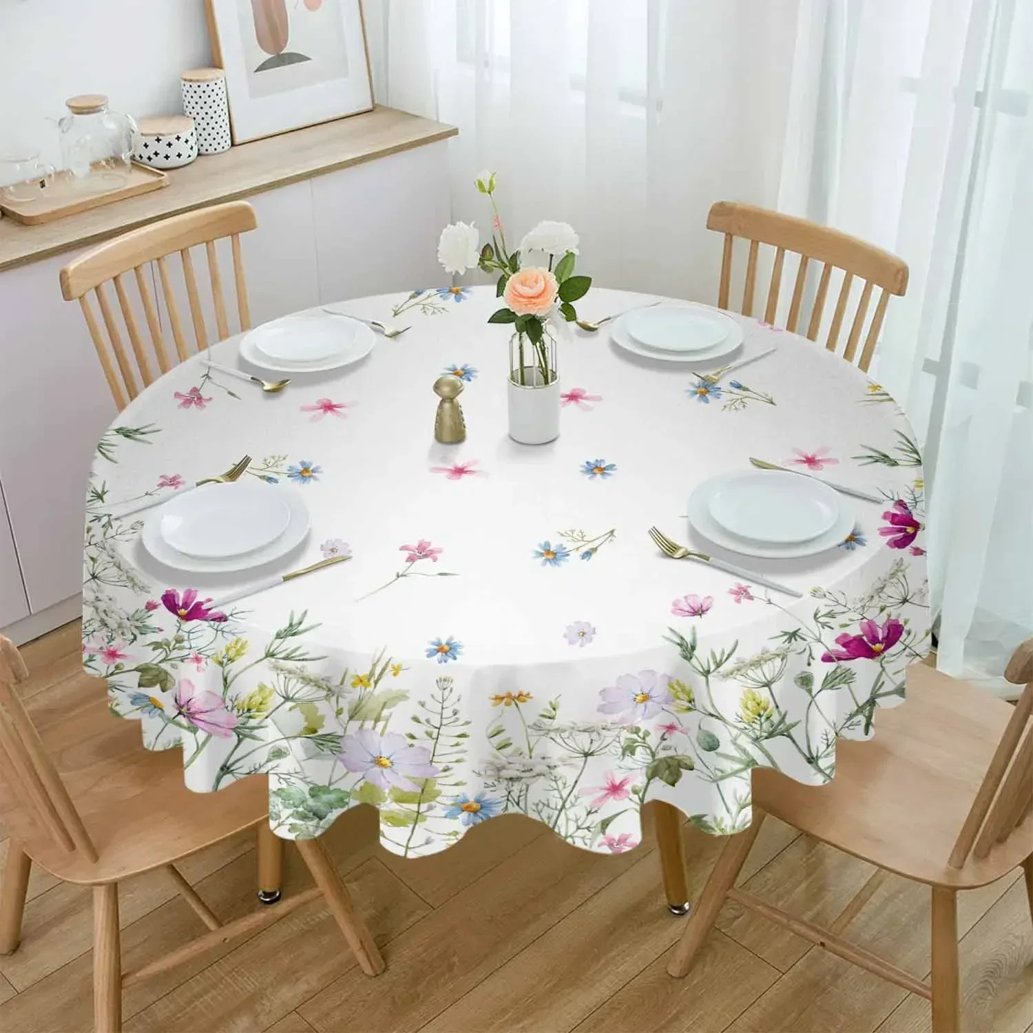 xxx Flower Plant Round Waterproof Tablecloth Picnic Decorative Table Cover Home Party Wedding Dining Room Table Cloth