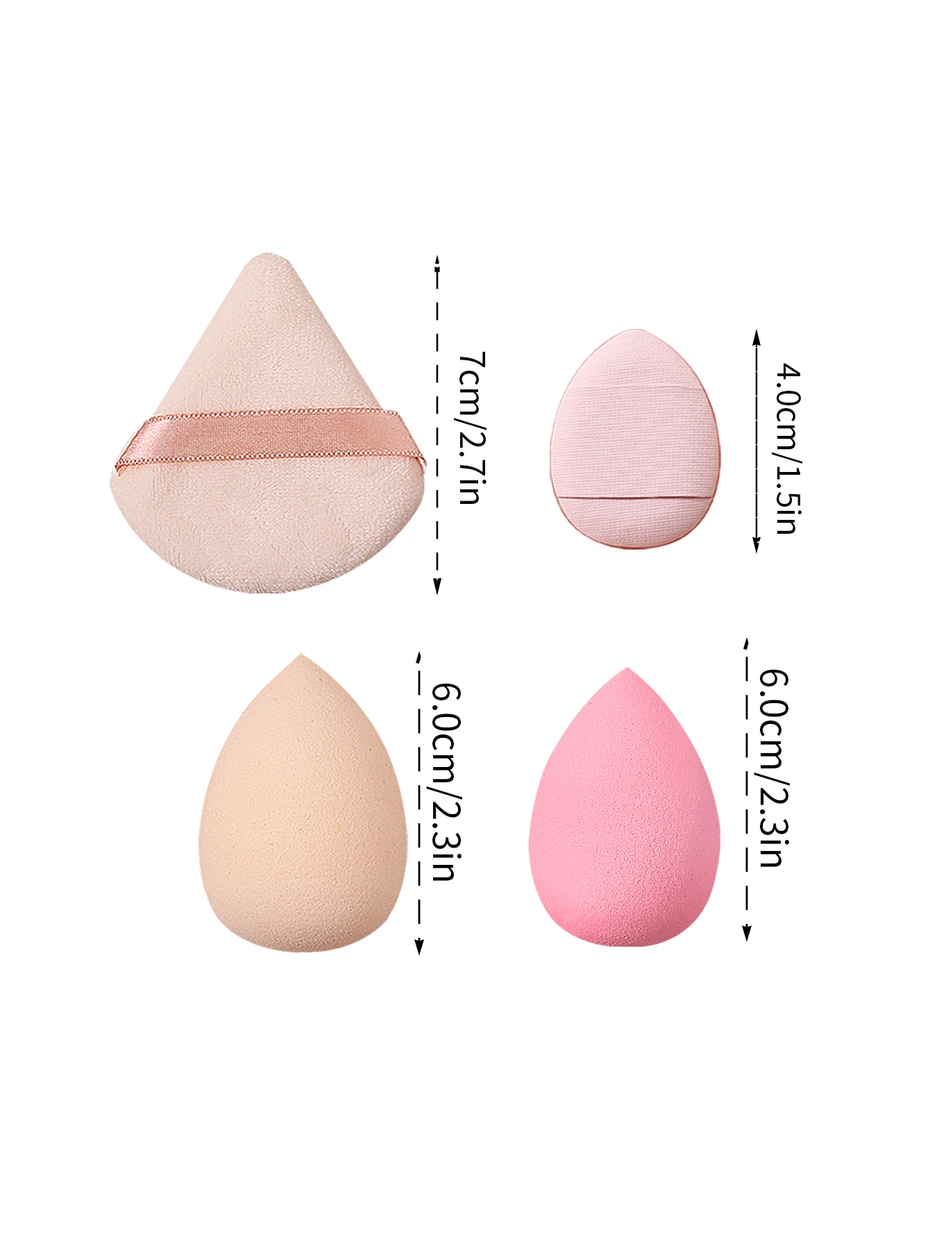 Ensemble de bouffées de poudre d'éponge de maquillage pour le visage, 15 pièces: œuf de beauté de poudre antiadhésif/bouffée de poudre triangulaire/Mini bouffée de poudre