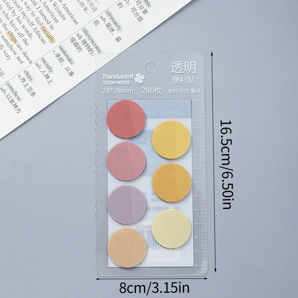 280 Sheets Macaron Color Round Self-adhesive Sticky Note Student Marking Stickers Memo Stationery School Office Supplies