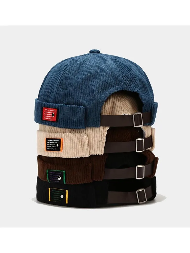Bonnets Vintage en velours côtelé, casquette Docker sans bords, vêtements de rue, Hip Hop Streetwear, printemps, automne, 1 pièce