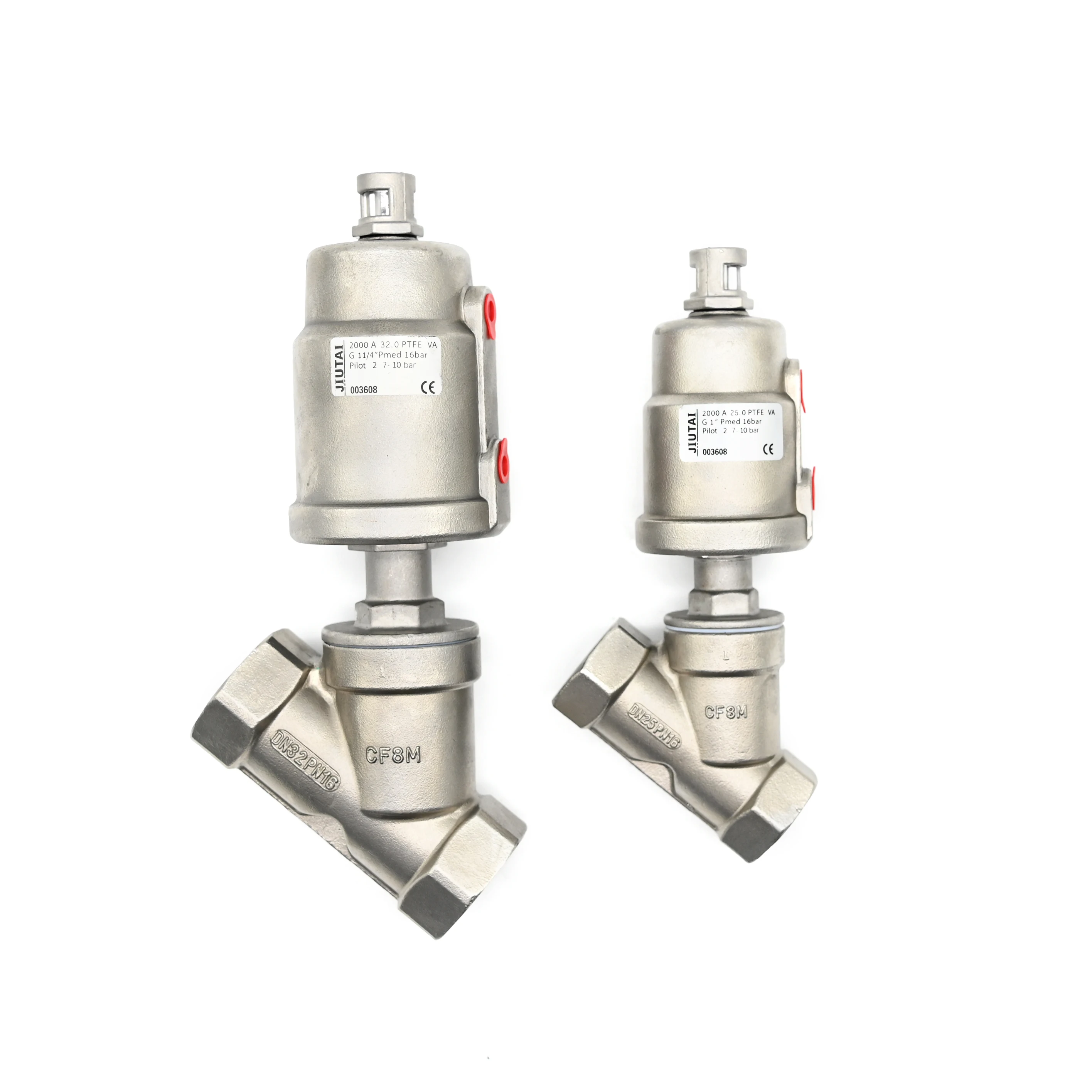 JTAIV Factory Outlet DN50 2 Way Double Acting Stainless Steel Air Control Angle Valve Pneumatic Thread Angle Seat Valve