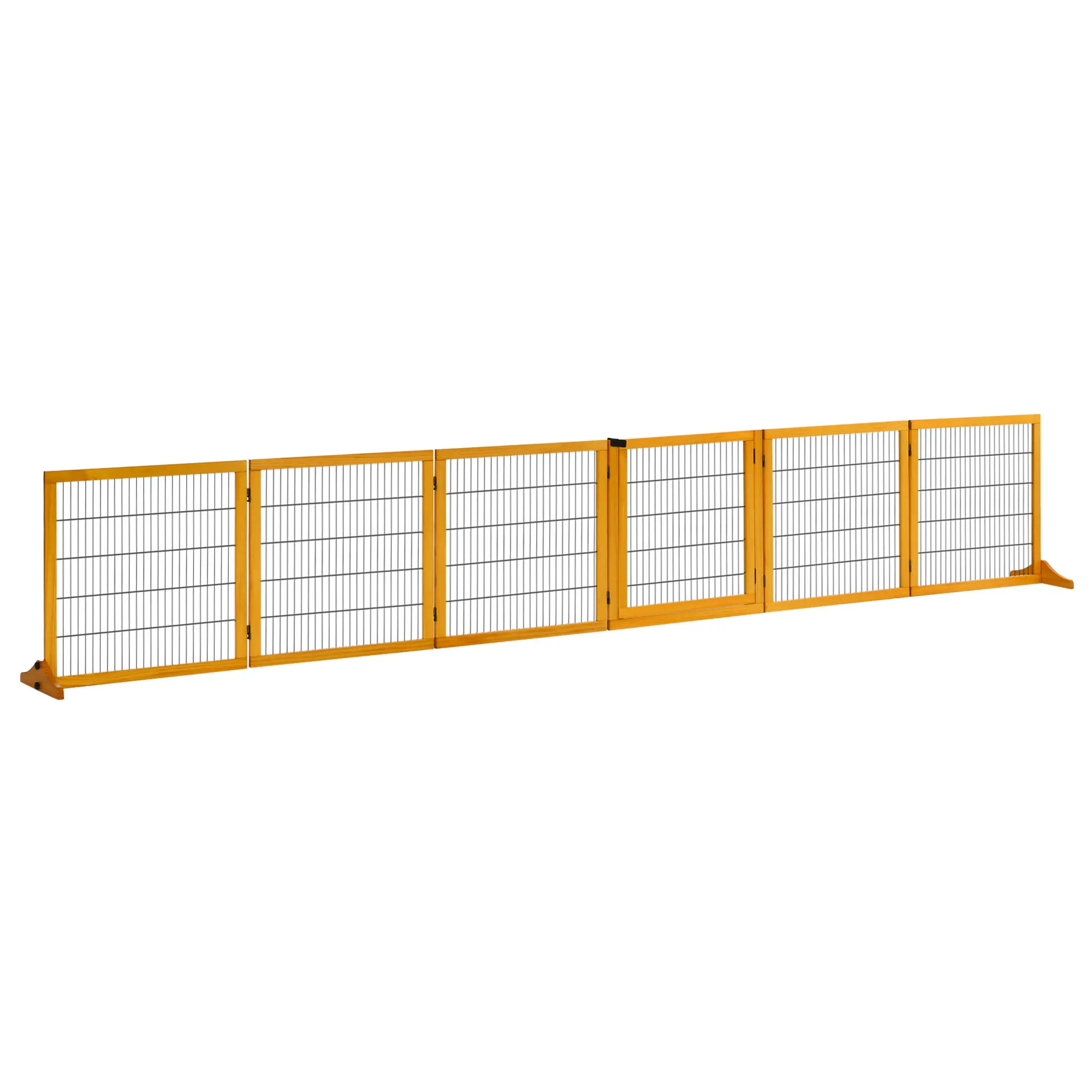PawHut veiligheidsbarrière hondenvrije barrière opvouwbare barrière 6 panelen drinkpin x 36x70 cm geel