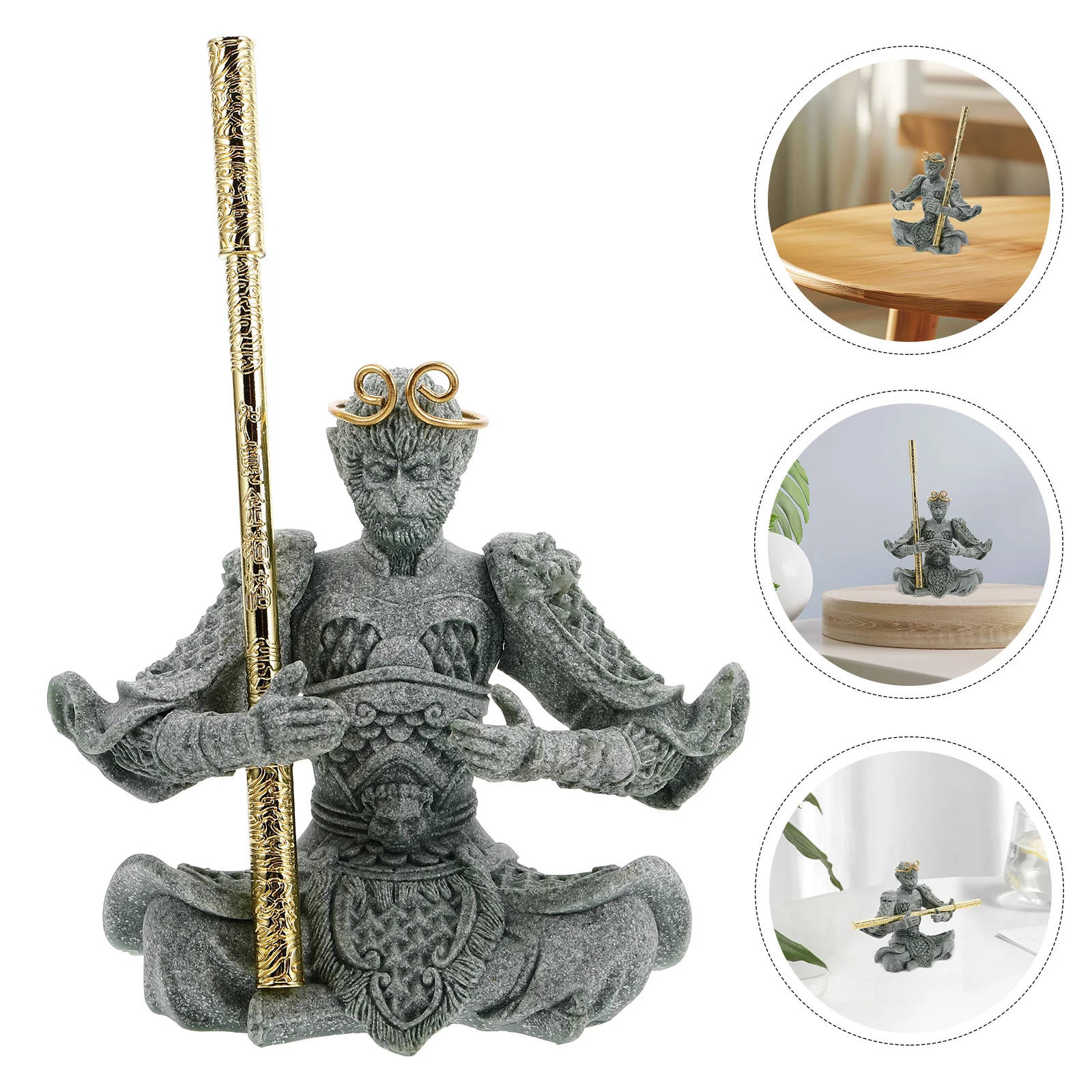 

Sun Wukong Sandstone Statue Monkey King Ornament Creative Desk Decoration Asian Culture Tabletop Monkey King Sculpture