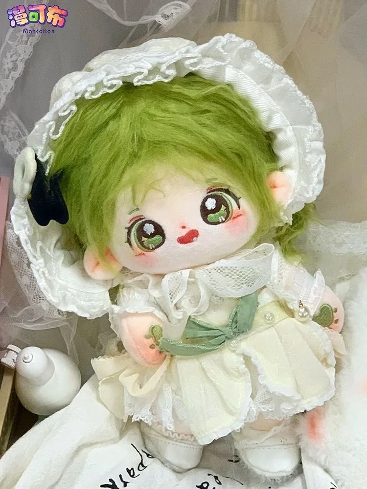 

20cm No Attributes Anime Green hair Lolita Girl Cosplay Plush Doll With skeleton Body Dress Up Clothes Outfit Stuffed Gift