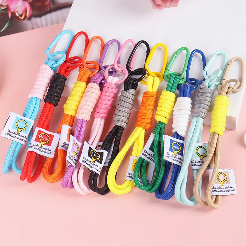 1PC Anti-fall Mobile Phone Chain With Tether Tab Universal Phone Lanyard Cellphone Short Wrist Strap Nylon Braided Rope