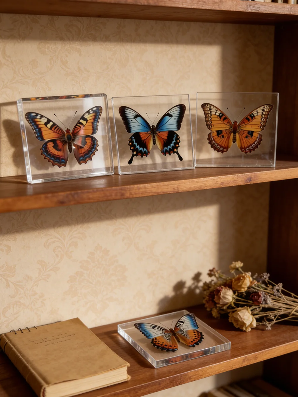 1 Stück Handgefertigtes Schmetterlings-Exemplar als Schreibtischdekoration, Kleine Ornament-Deko für Zuhause, Geschenk für Kinder und Mädchen – Detail 1
