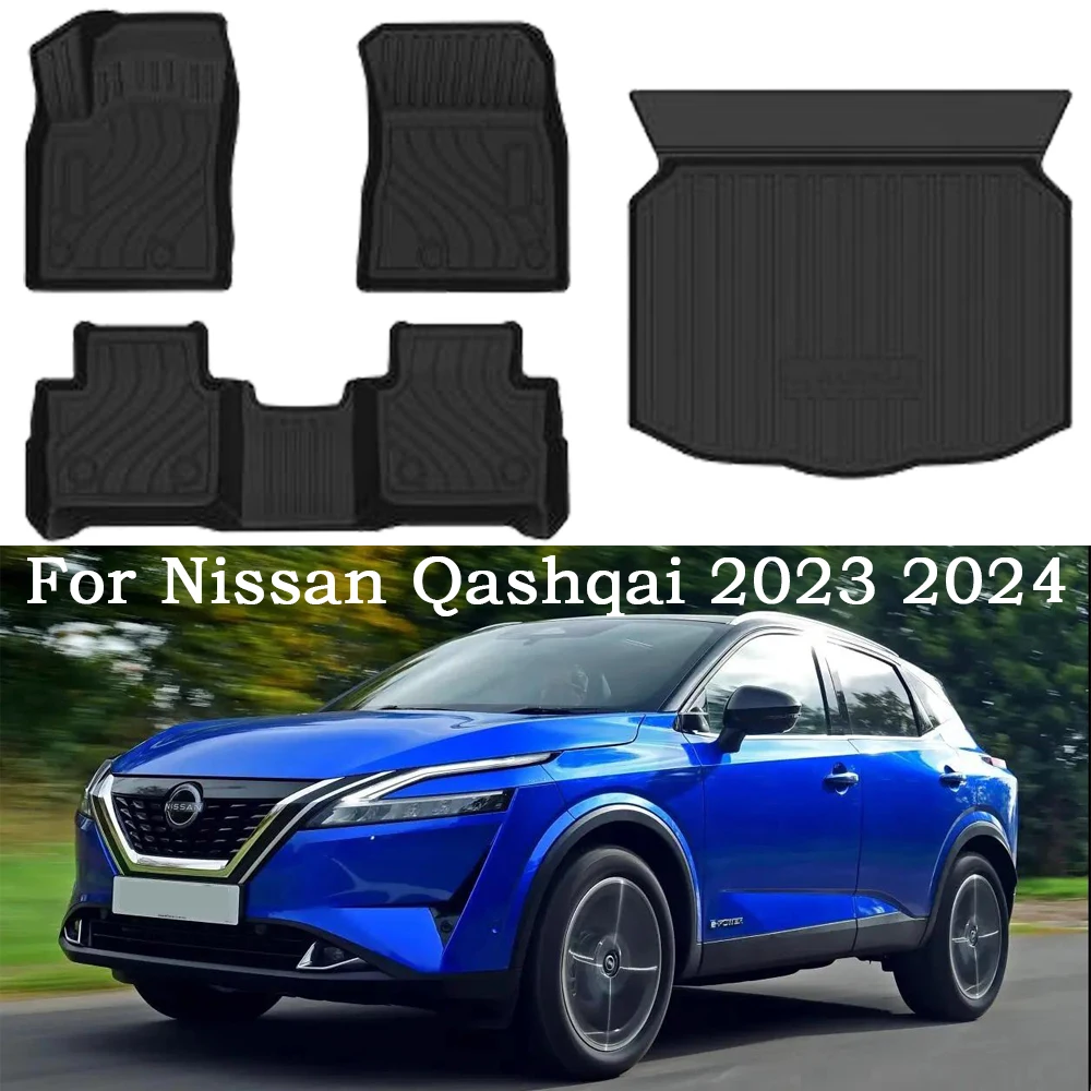 Floor Mats for 2023 2024 Nissan Qashqai  All-Weather Protection TPE Rubber Floor Liners & Trunk Mat Accessories