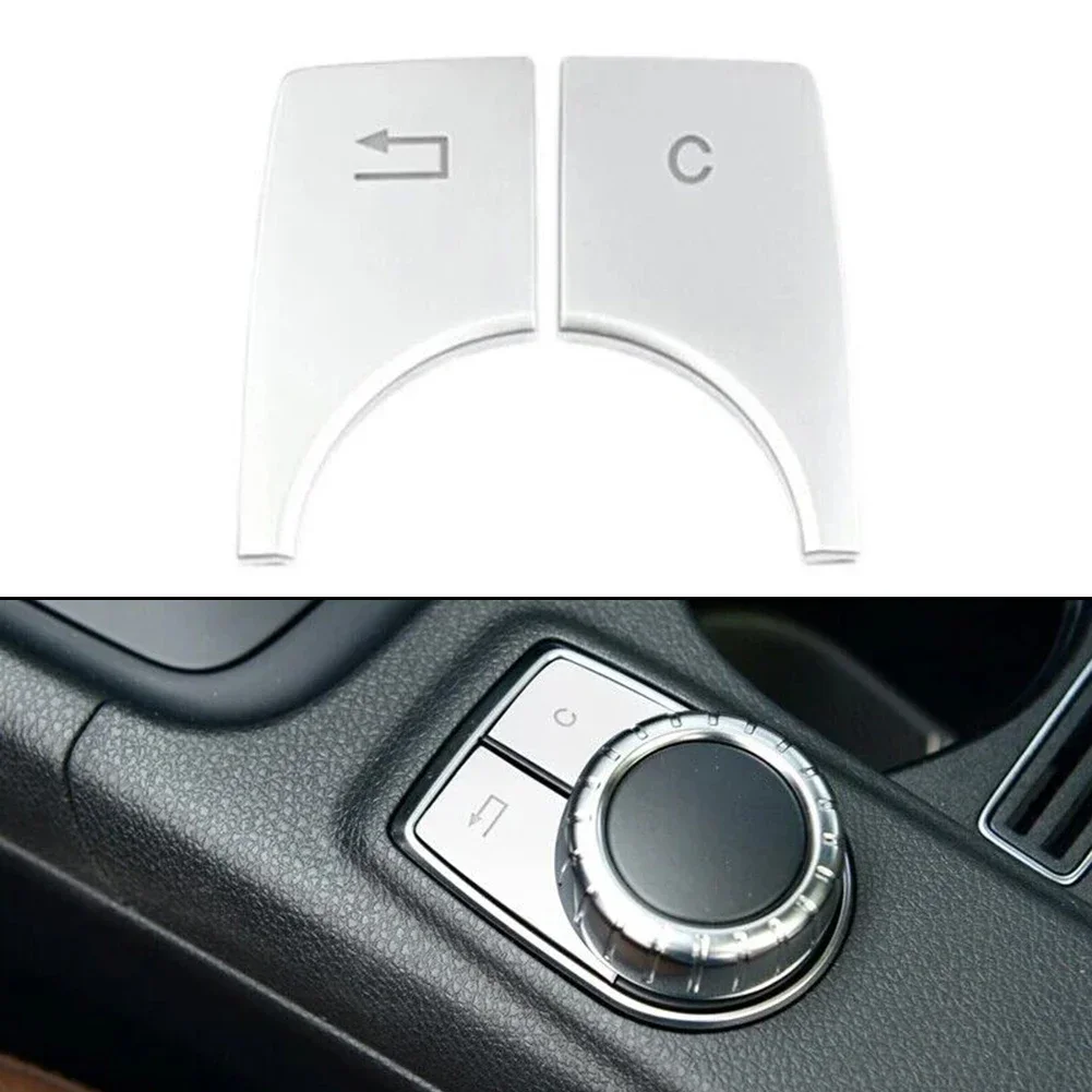 

2PCS Car Multimedia Button Trim Silver Decals For Mercedes GLA X156 15-19 For CLA C117/A Class W176 13-18 For B Class W246 12-19