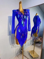 Latin Dance National Standard Competition Clothing High-end Customized Mesh Sequins With Diamond Samba Standard Dress