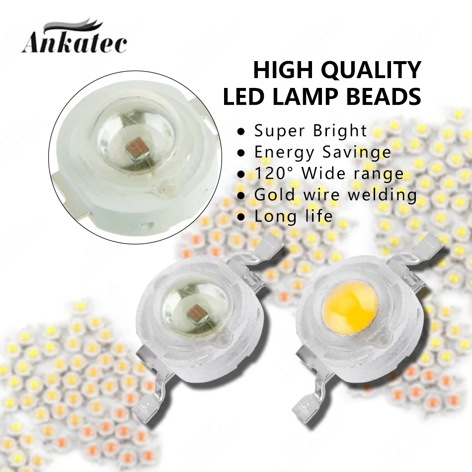 10 20 50 PCS LED 1W Watt LED Light Diode Headlight Power LED Flashlight For Downlight Projector LED Plant growth Lamp Bulb DIY