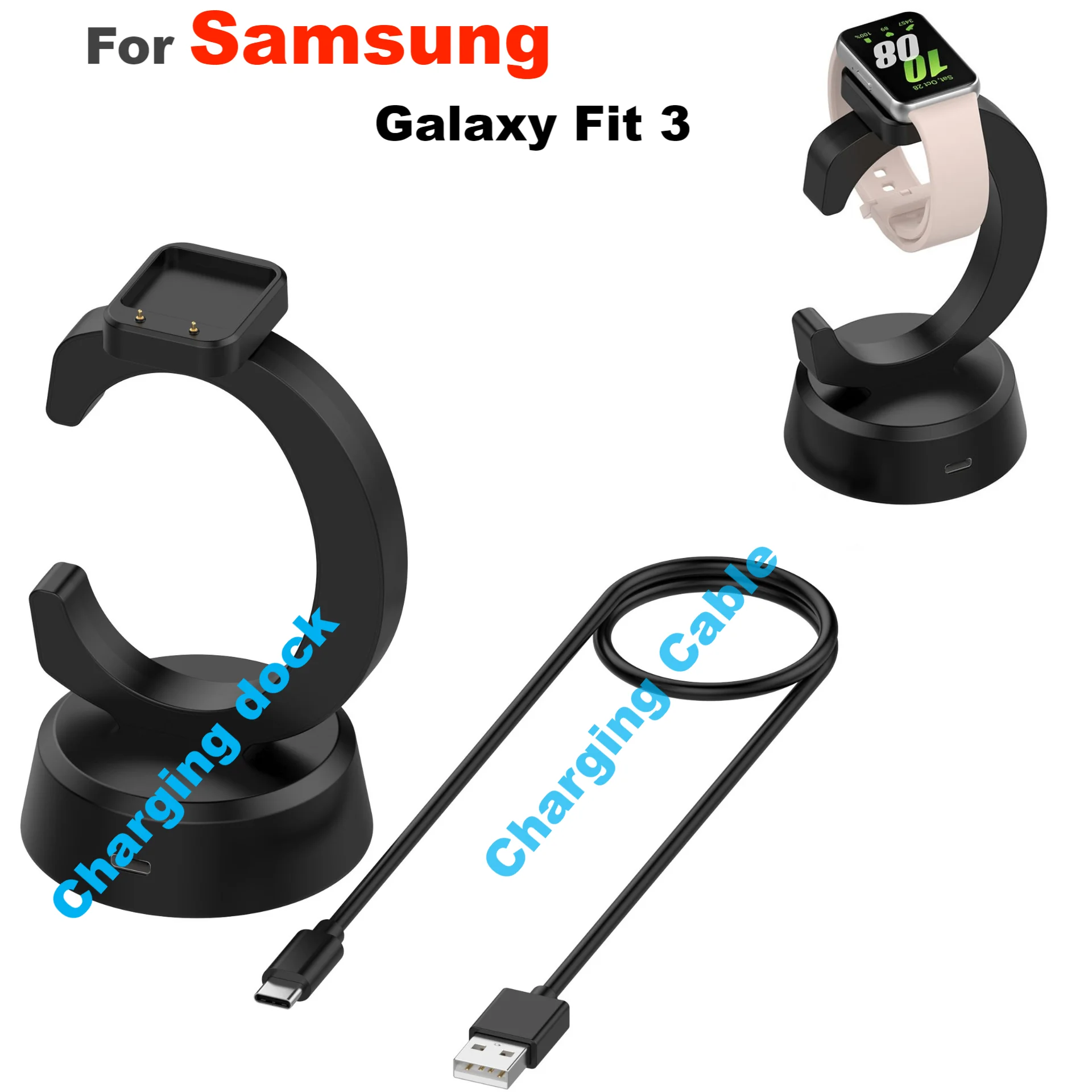 قاعدة شحن لهاتف Samsung Galaxy Fit 3 Smartband لهاتف Galaxy Fit3 (SM-R390) محول كابل شحن ملحقات السوار الذكي