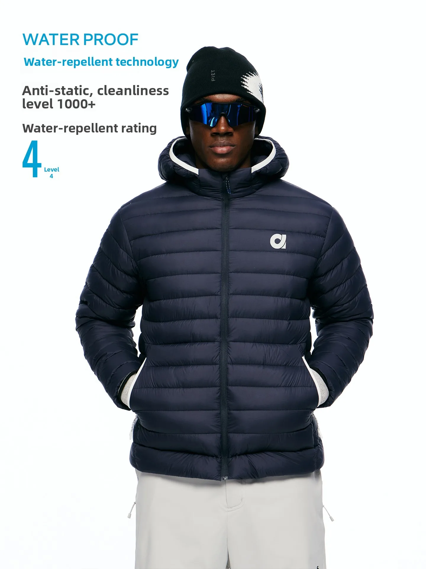 ARTANNIE Winter American Style Hooded Ribbed down Jacket Men Outdoor Lightweight Outdoor Casual Fashion Waterproof Nylon