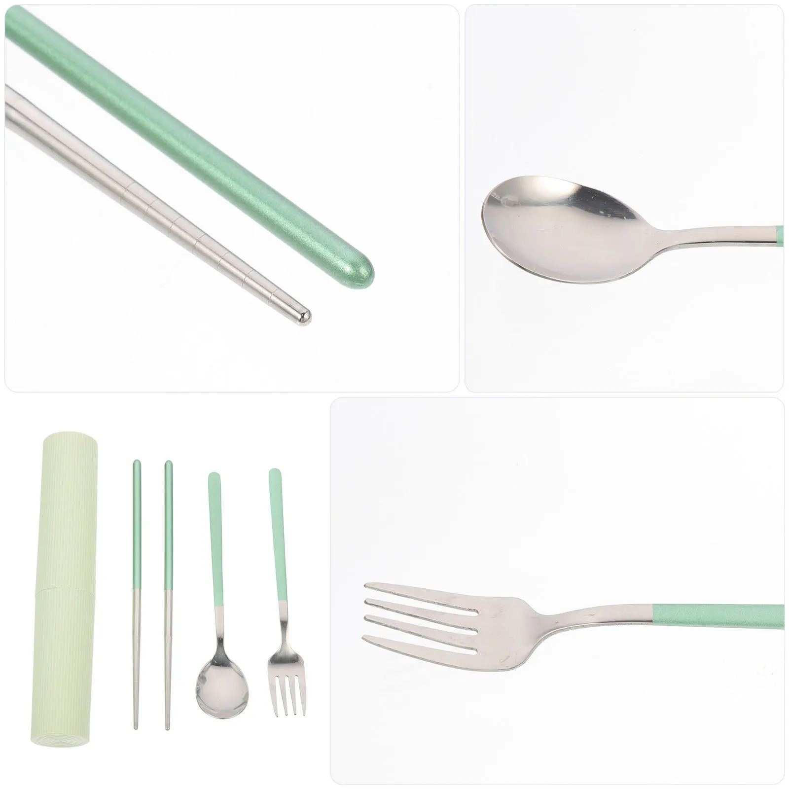 

1 set Stainless Steel Tableware Set Portable Cutlery Kit For Travel Camping Picnic Lunch Outdoor Hiking Flatware Spoon Fork