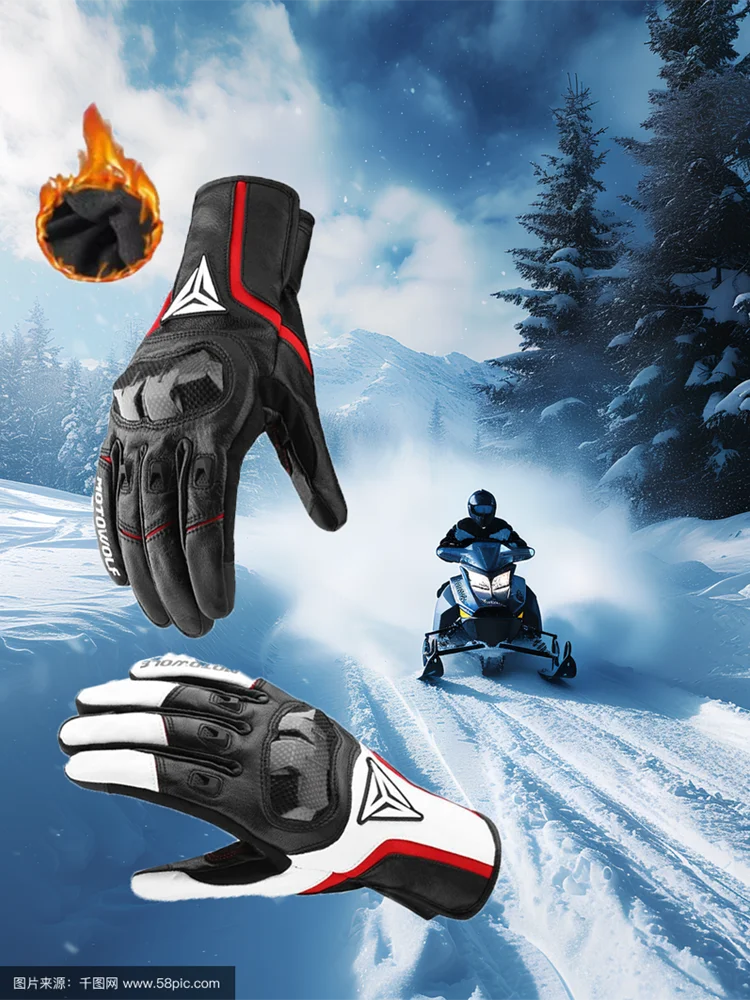 

Термоизолированные непромокаемые мотоциклетные перчатки из углеродного волокна с сенсорным экраном, ветрозащитные для мотоциклистов с кожаной защитой для мужчин