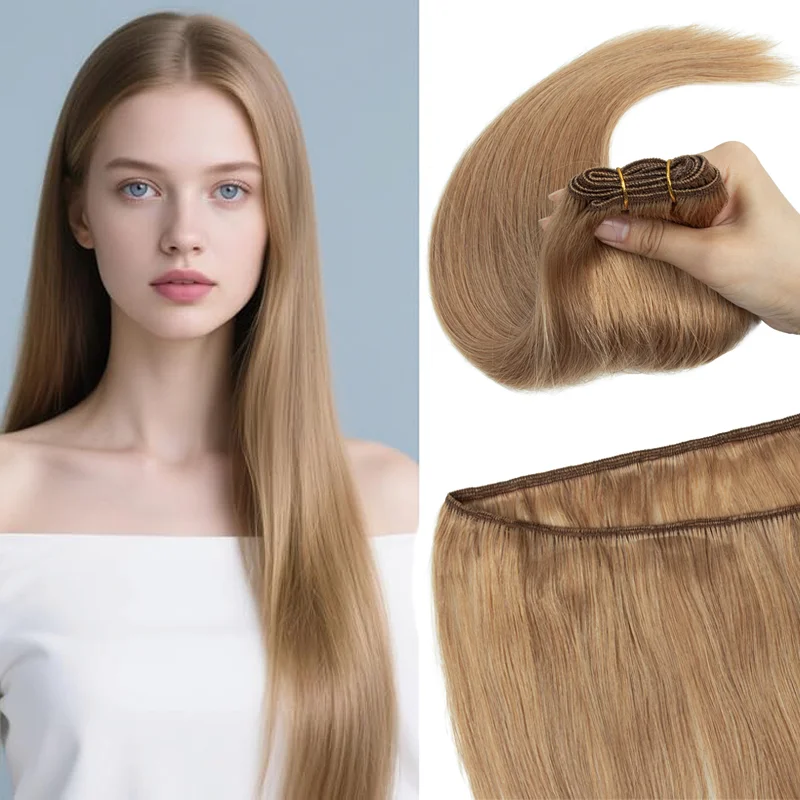 Sew in Remy Natural Straight Human Hair Extensions 12-24 Inch High Quality Machine Weaving Bundles for Women Daily Styling Use