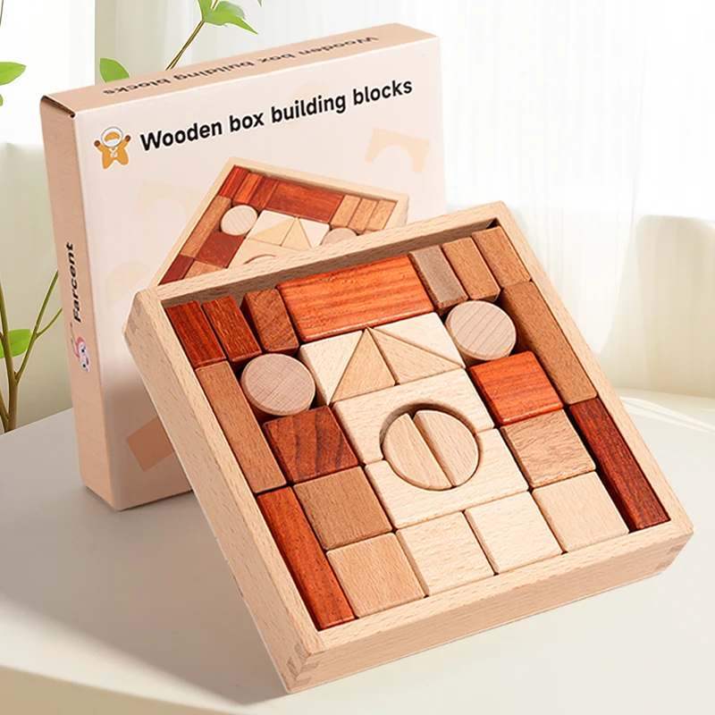 1-Box Wooden Creative Large-Piece Building Blocks Toy Set, Children's Educational Block Stacking Game