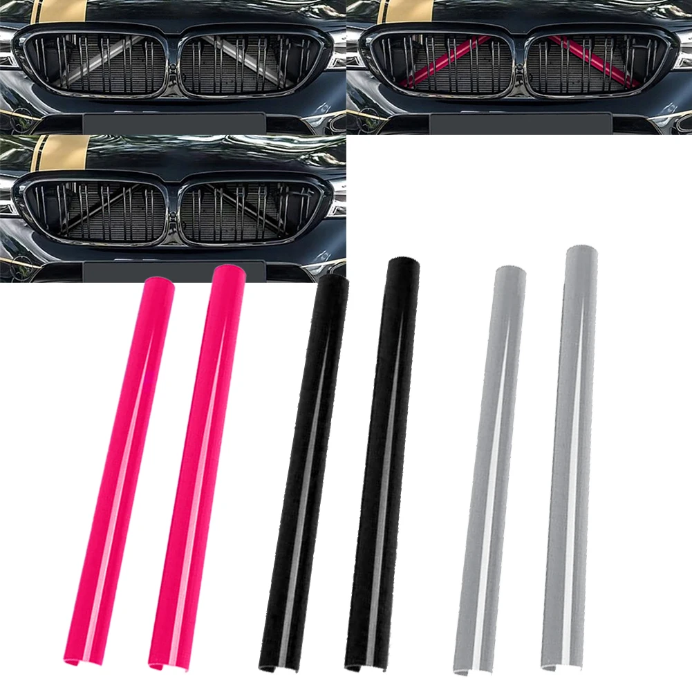 36cm Front Grille Trim Strips Color Support Grill Bar V-Brace Wrap BlackRose Red Gray For BMW E60 E65 E66 Car Front Trim Strips